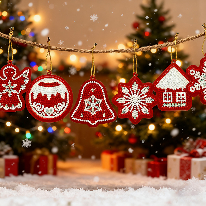 Diamante pintura colgante creativo DIY dibujos animados de Navidad pegado a mano taladro tarjeta de papel ligera decoración de Navidad colgante al por mayor