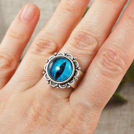 聚购 Wish爆款热卖复古做旧恶魔之眼戒指   眼睛戒指 开口戒