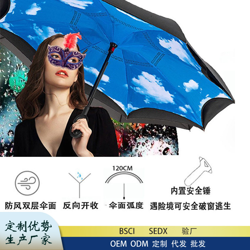 Amazon's Hottest 80% off Window-Breaking Survival Car-Mounted Reverse Parasol, Rain or Shine, Hand-Opened Double-Layer Car Umbrella
