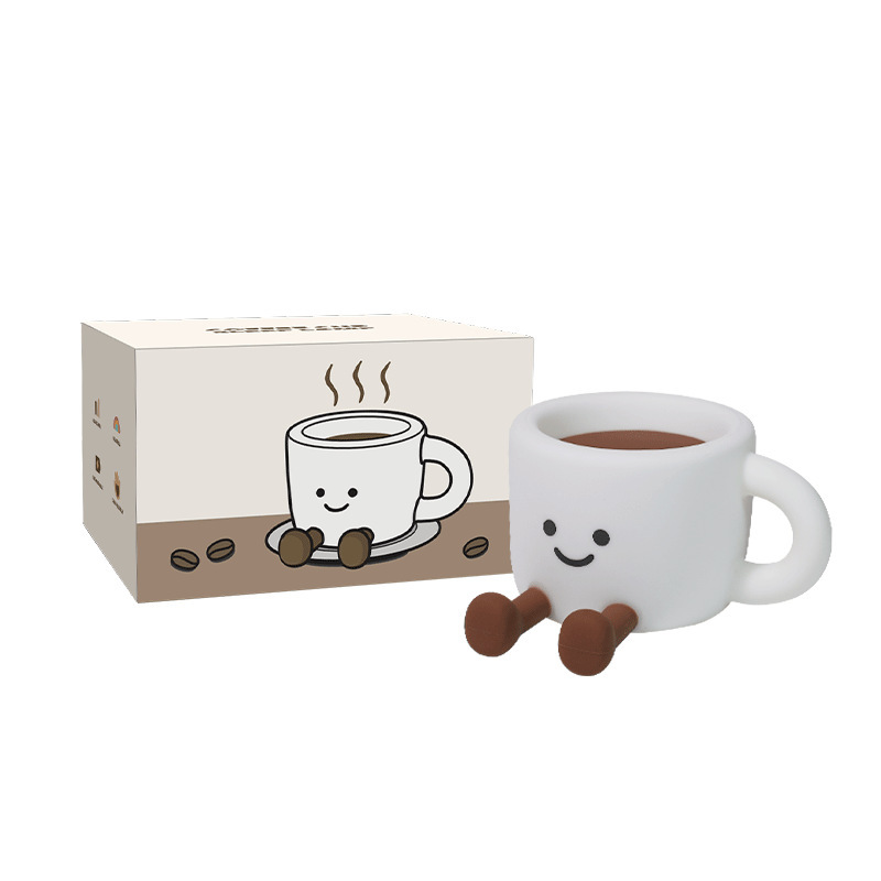 咖啡杯硅胶小夜灯卧室桌面趣味拍拍灯USB充电生日礼物氛围小夜灯|undefined