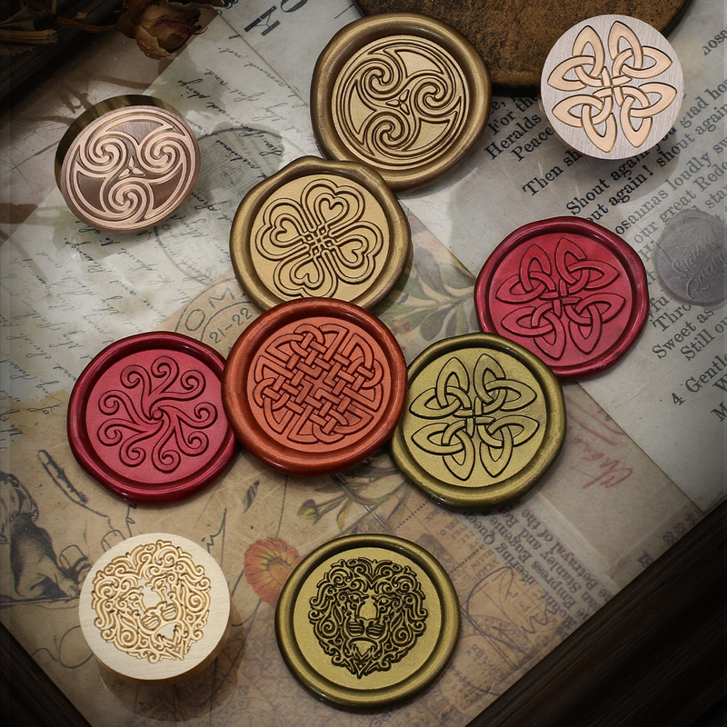 New Product Wax Seal Stamp Head Celtic Series Wax Seal Copper Head Envelope Seal Identity V Stamp Head Solid Brass
