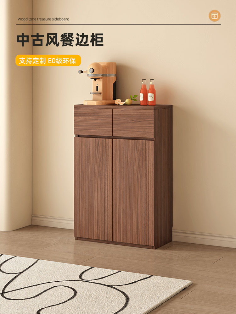 Medieval Style Sideboard Small Size Storage Cabinet Sandwich Cabinet Narrow Side Cabinet Solid Wood Thin Cabinet Storage Cabinet