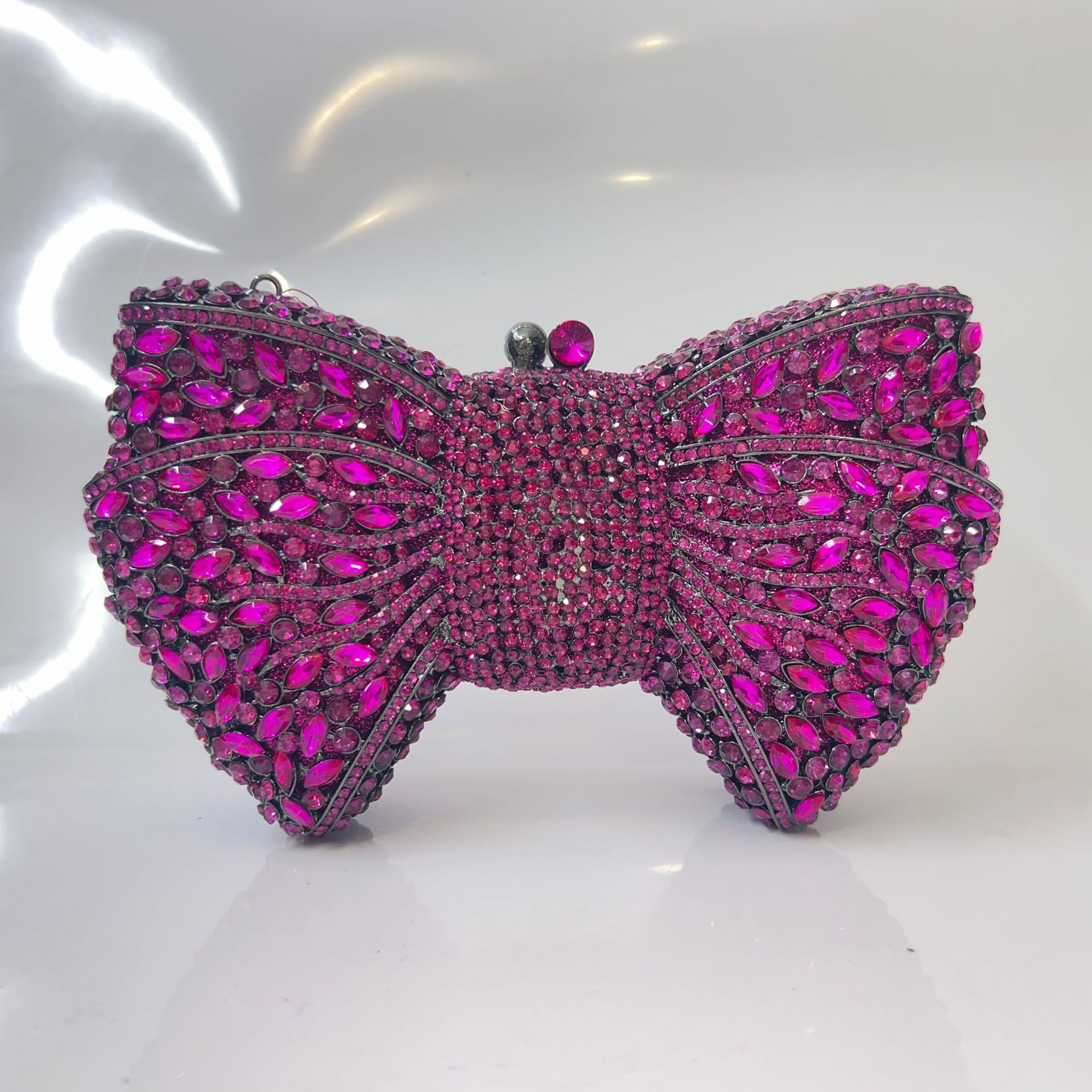 Bow cristal embrague de arco transfronterizo bolsas de cena de diamantes perforadas bolsas de mano de diamantes llenas bolsas de banquete