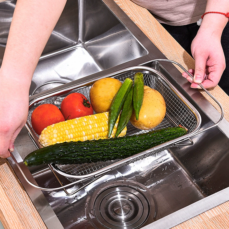 304 stainless steel drain basket sink kitchen storage rack kitchen storage space-saving and no installation telescopic water filter basket