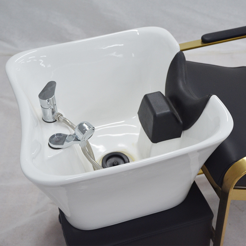 Cama de champú de moda peluquería cama de masaje especial cama de lavado salón de pelo de cerámica cuenca peluquería cama de peluquería al por mayor