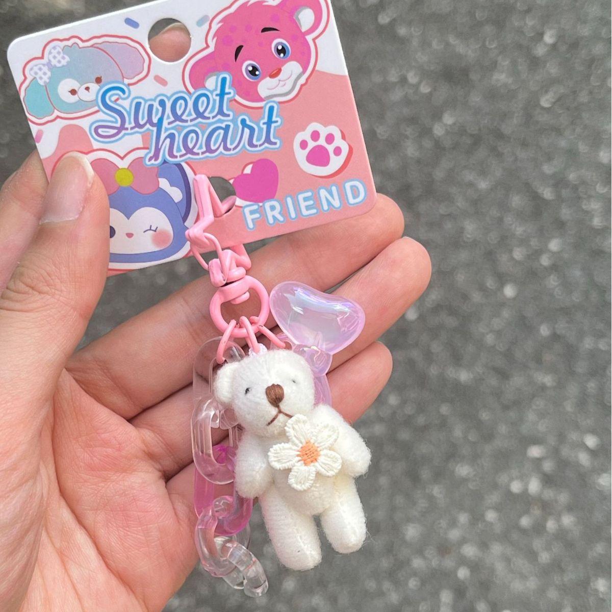 Ins Mini Joint Bear Keychain Pendant Cute Little Rabbit Colorful Chain Bag Charm Girl Heart Ornament New Arrival