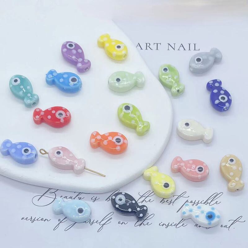 Internet Celebrity Style Spotted Fish Ceramic Beads Loose Beads Handmade Necklace Bracelet DIY Accessories Jewelry Key Beads