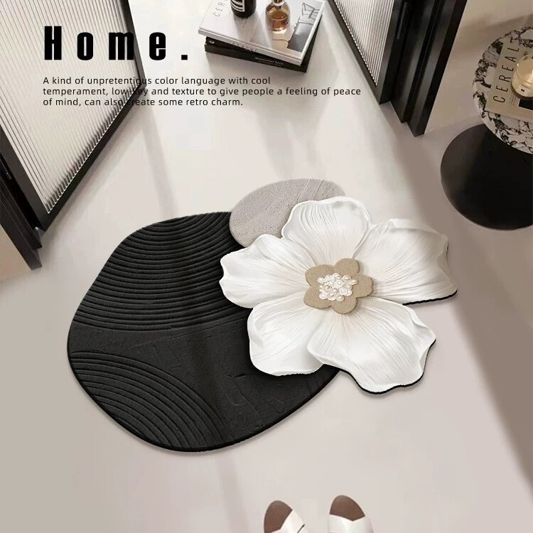 Bathroom Absorbent Floor Mat with a High-End Feel, Irregular Flower-Shaped Diatomaceous Earth Quick-Dry Non-Slip Foot Mat for Washbasin and Toilet Door Bathroom Absorbent Floor Mat with a High-End Feel, Irregular Flower-Shaped Diatomaceous Earth Quick-Dry Non-Slip Foot Mat for Washbasin and Toilet Door