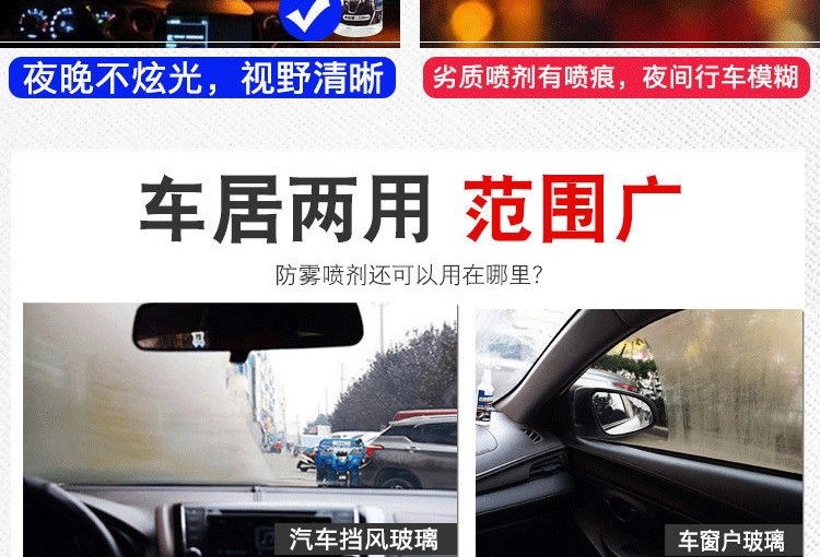 Anti-Fog Agent, Car Glass Rainproof Agent, Anti-Fog Spray, Rearview Mirror Waterproof Agent, Film Defogger, Car Supplies