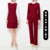 Red classic suit jacket, vest, skirt, trousers
