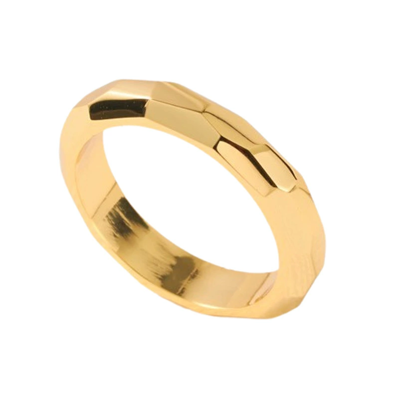Fashionable universal glossy brass ring, french style, simple and elegant design