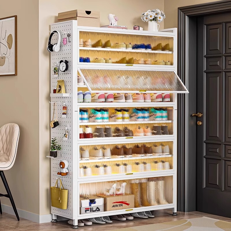 Household Steel Shoe Cabinet Dust-Proof and Moisture-Proof Shoe Rack Door Integrated Cabinet Multi-Layer Floor-Standing Storage Cabinet Large-Capacity Storage Cabinet
