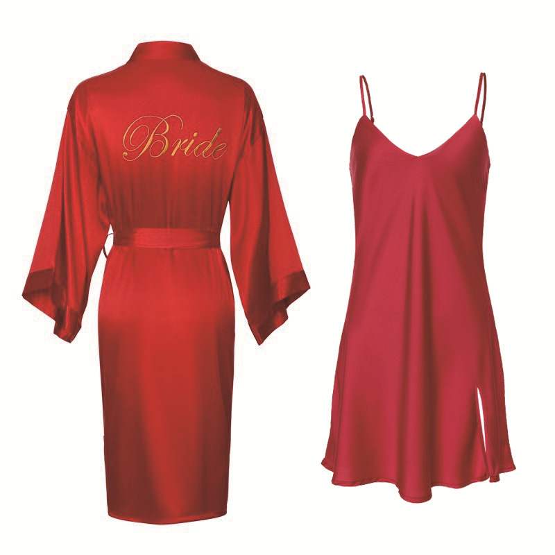 Bridal Morning Gown Female Bridesmaid Nightgown Two-piece Set Inner Base Sexy Sling Sling Nightgown Wedding Party Pajamas Set