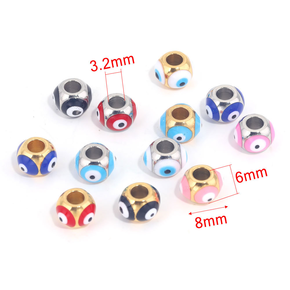 Cuentas cuadradas de acero inoxidable de ojo del diablo europeo y americano cuentas de esmalte de doble cara gota de aceite ojo cuentas espaciadoras cuentas sueltas joyas de bricolaje