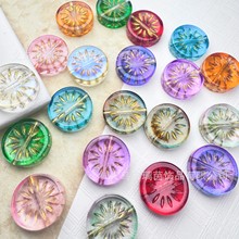 新款仿捷克琉璃珠圆形烟花复古双面描金散珠diy手工串珠手链材料