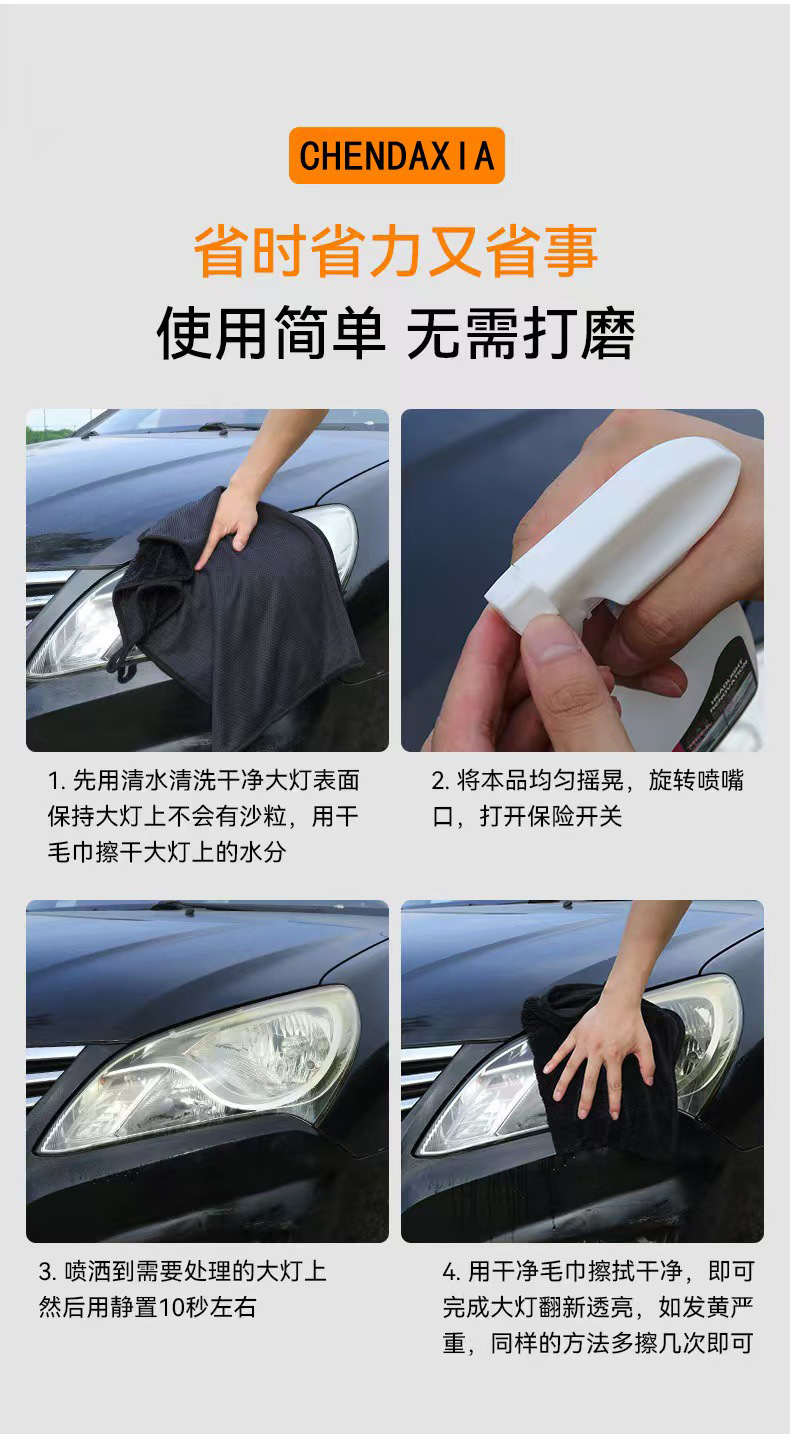 Headlight Refurbishment Kit 180ml Car Headlight Cleaning and Restoration Vehicle Lampshade Cleaning Agent Set