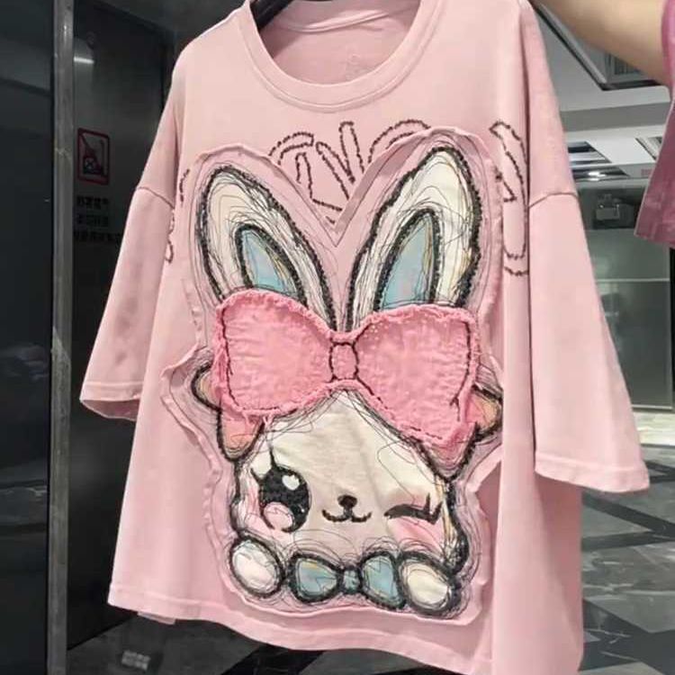 Plus Size Heavy-Duty Patchwork Printed Short-Sleeve T-Shirt for Women, Summer 2025 New Loose Slimming Versatile Top for Women Plus Size Heavy-Duty Patchwork Printed Short-Sleeve T-Shirt for Women, Summer 2025 New Loose Slimming Versatile Top for Women