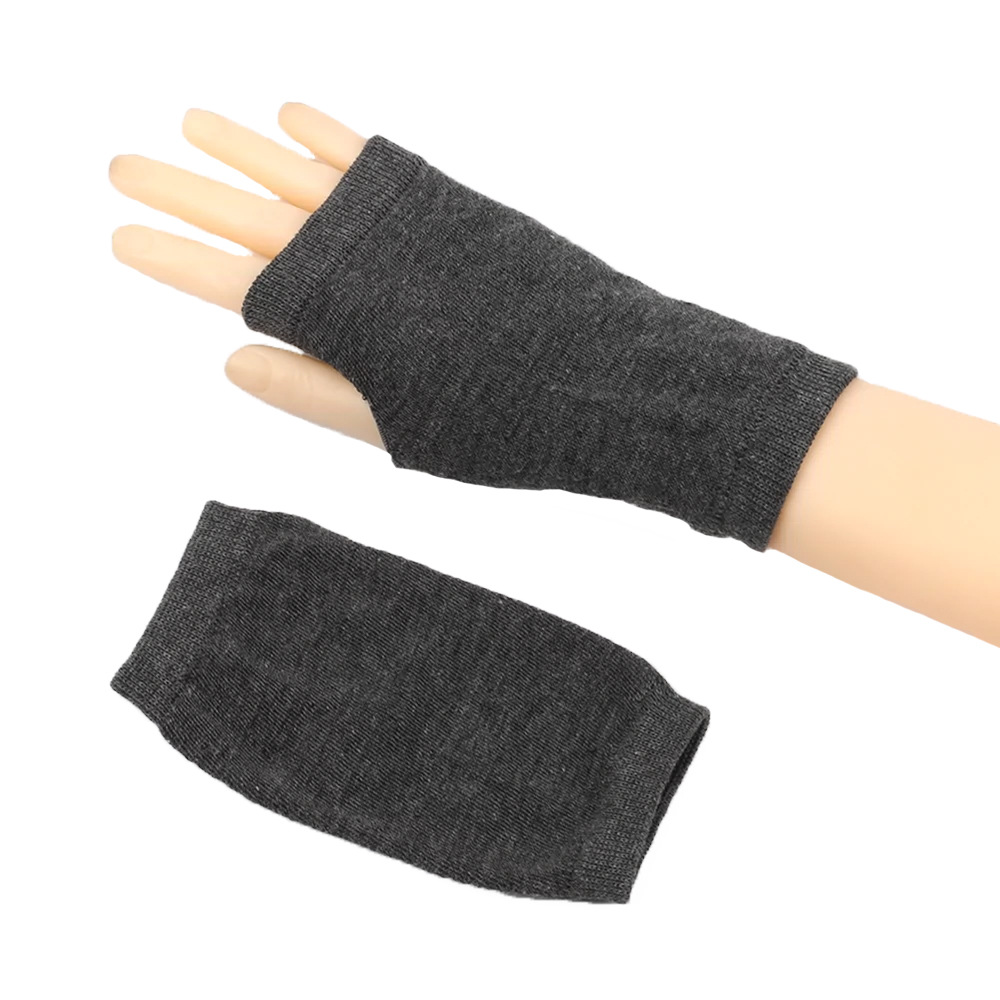 Mangas de muñeca abiertas a rayas para hombres y mujeres, tejido fino, guantes cortos de escritura para niños, color sólido, para hacer uno mismo_voghion.com