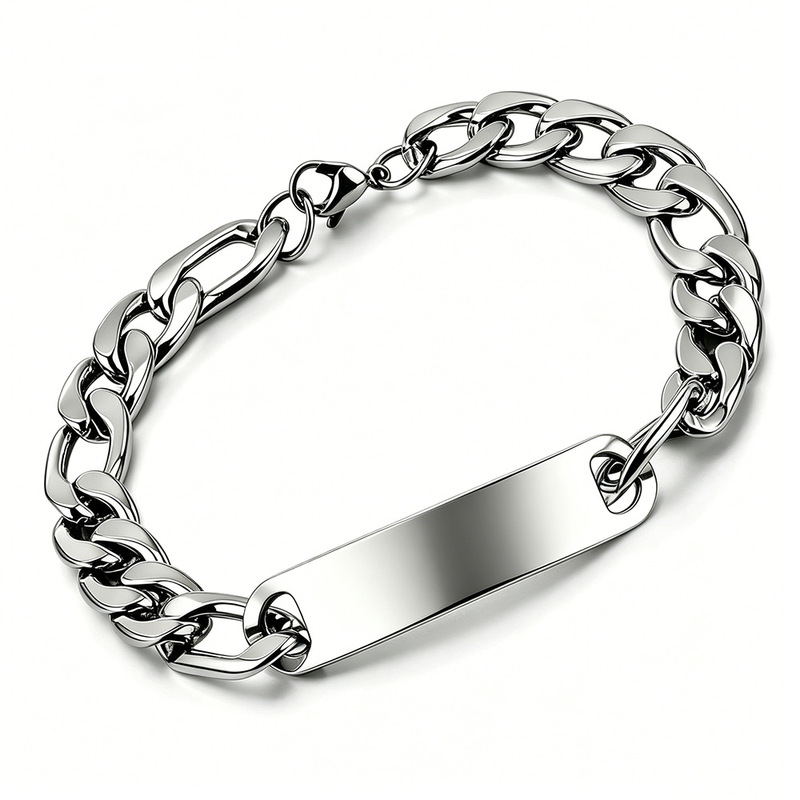 Stainless Steel Cuban Bracelet Id Tag Non-Fading Men's Hip-Hop Jewelry Bracelet Cross-Border E-Commerce Men's Accessories Wholesale Stainless Steel Cuban Bracelet Id Tag Non-Fading Men's Hip-Hop Jewelry Bracelet Cross-Border E-Commerce Men's Accessories Wholesale