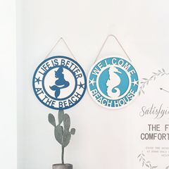 New Ocean-themed Wooden Mermaid, Sea Horse, Boat Anchor Home Decor Item Ocean-themed Wall Hanging Ornament