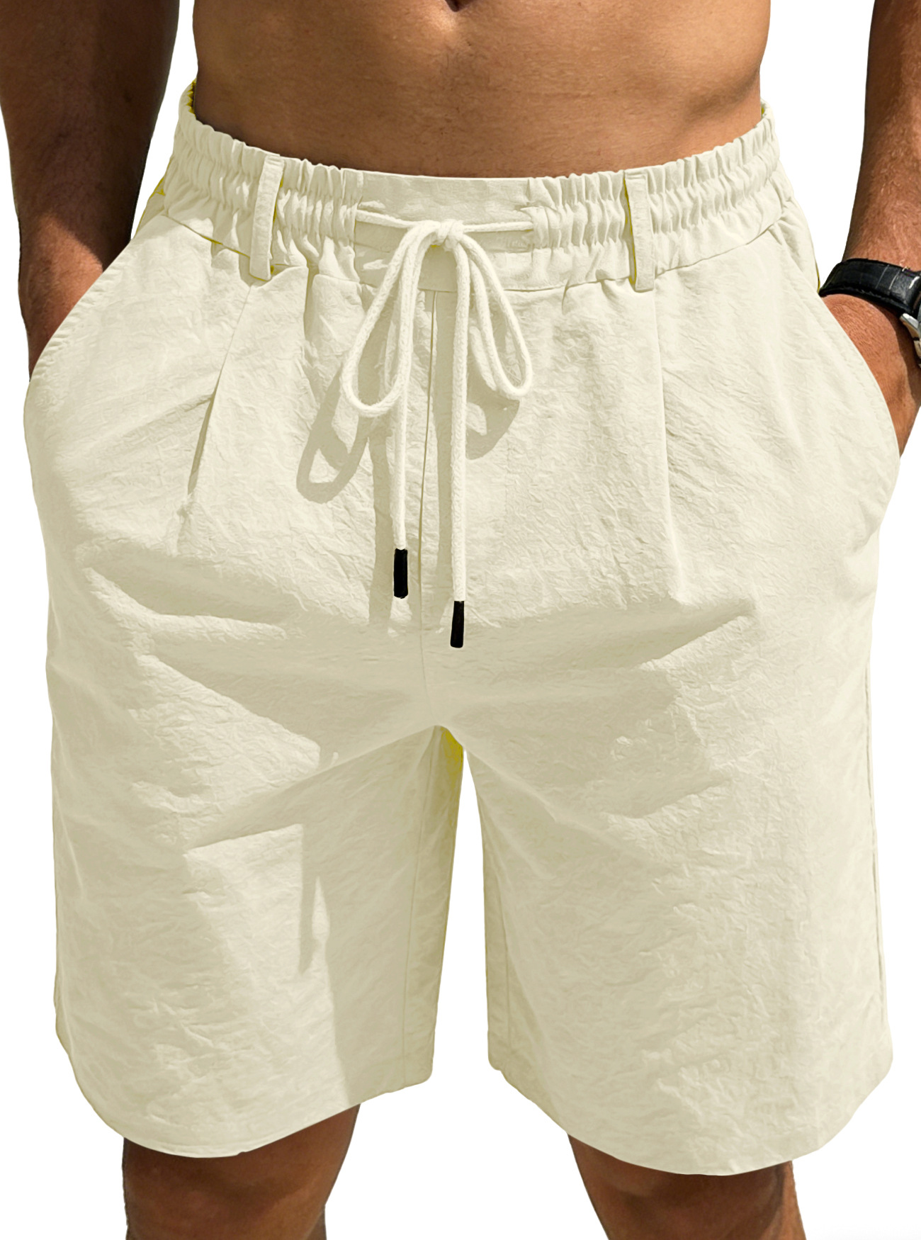 Transfronterizo Amazonwish comercio exterior hombre nuevo suelto lino pull-out pantalones deportivos casuales de color puro