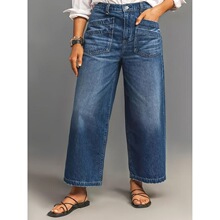 L 32722 Elastic Waist Wide Leg Jeans ��������ţ�п�