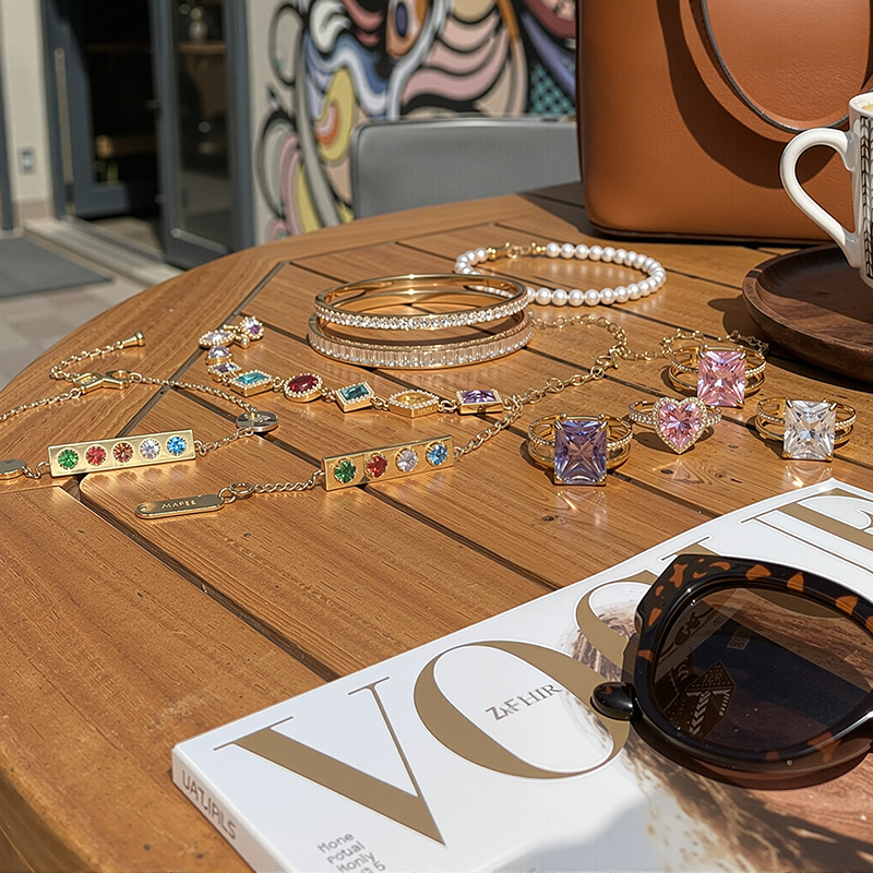 TENA Europa y los Estados Unidos de moda en el viento de color zircon pulsera anillo de nicho personalidad alta pulsera de zircon al por mayor