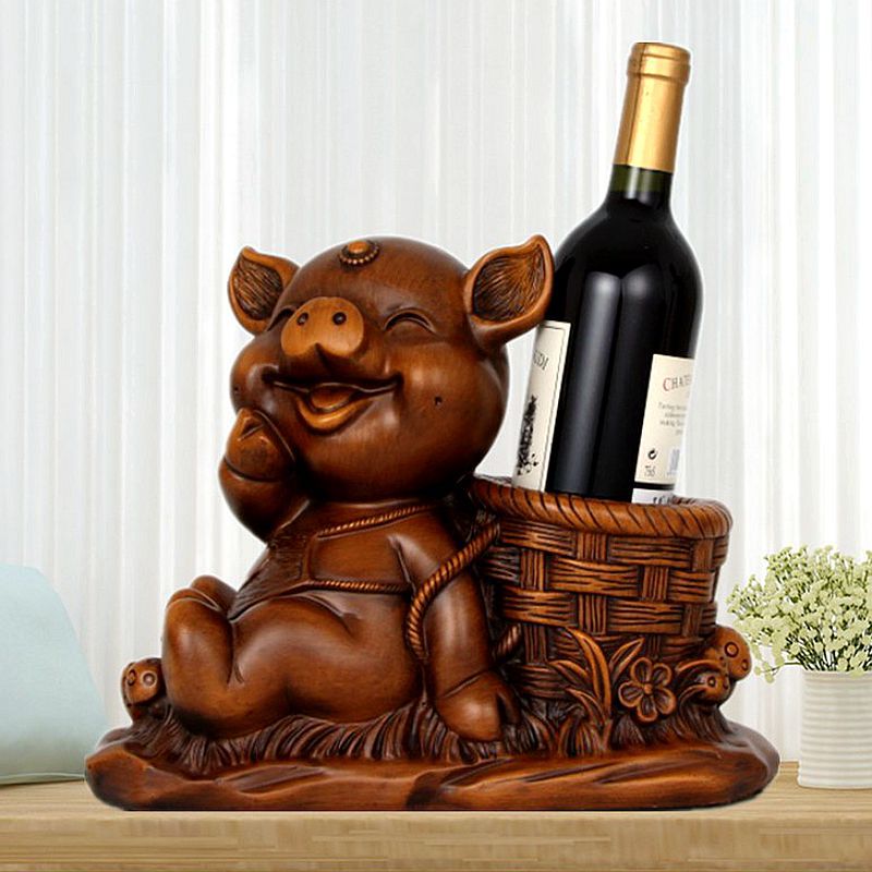 12 Zodiac Red Wine Rack Wooden Ornaments Home Wine Cabinet Bar Decoration Bonsai Opening Housewarming New House Gift