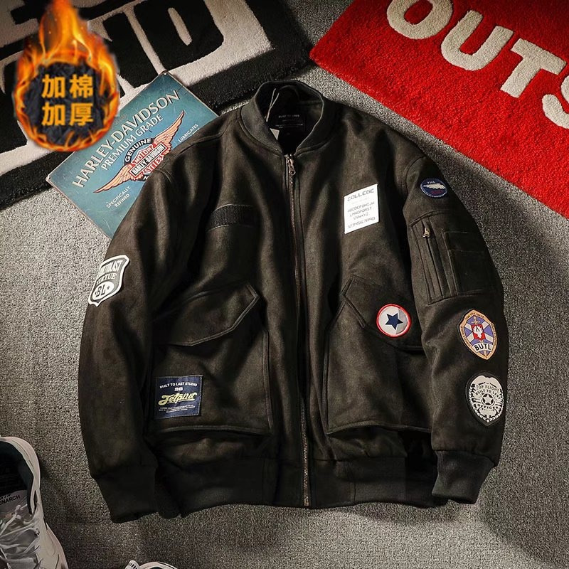 Otoño e Invierno marca de moda americana abrigo de algodón hombres Ma1 piloto chaqueta de béisbol Chaqueta de algodón y engrosamiento chaqueta 12