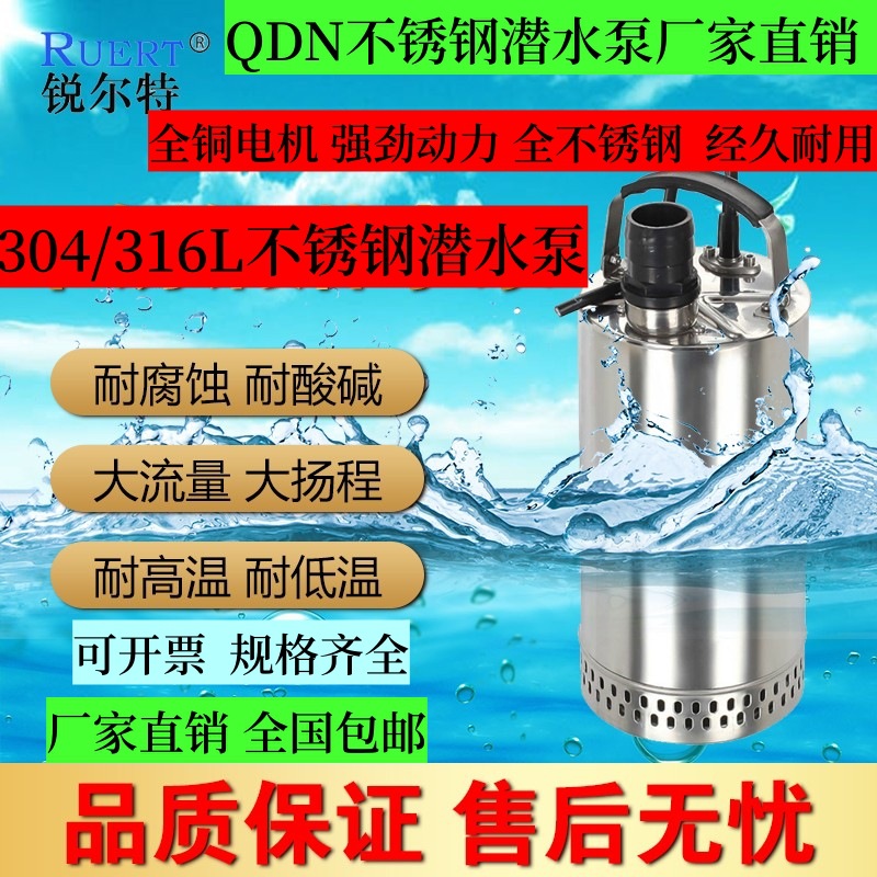 RUERT泵 QDN1.5-4.5-0.08小型潜水泵 220v不锈钢泵 低水位泵