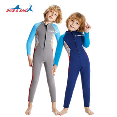 DIVE&SAIL new 2.5MM children's warm wetsuit thickened long-sleeved winter swimsuit snorkeling surfing wetsuit