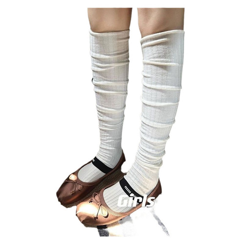 Over-the-knee socks for women, spring and autumn style, cotton boots with vertical stripes, slimming thigh protector, tall socks for autumn and winter.