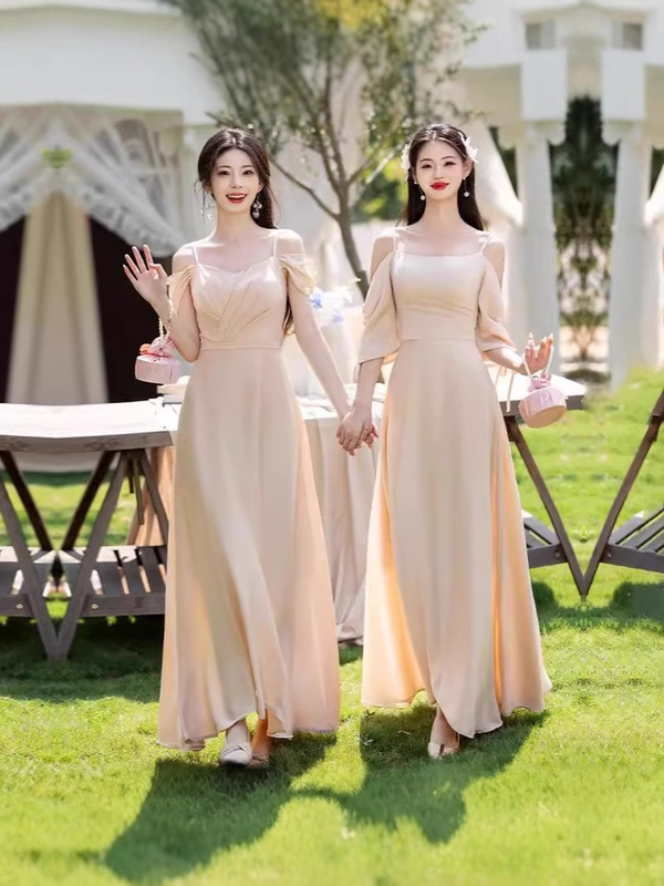 伴娘服2025新款仙气质显瘦姐妹团小众高级感婚礼演出长裙晚礼服女|undefined