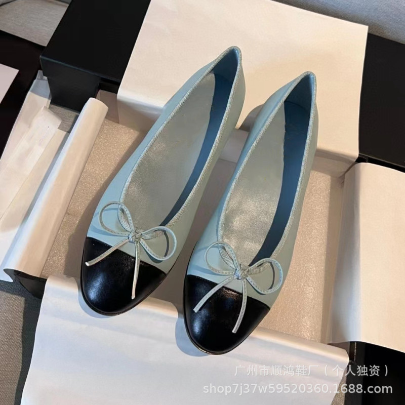 经典小香风芭蕾鞋女蝴蝶结圆头平底鞋浅口舒适百搭一脚蹬懒人鞋女|undefined