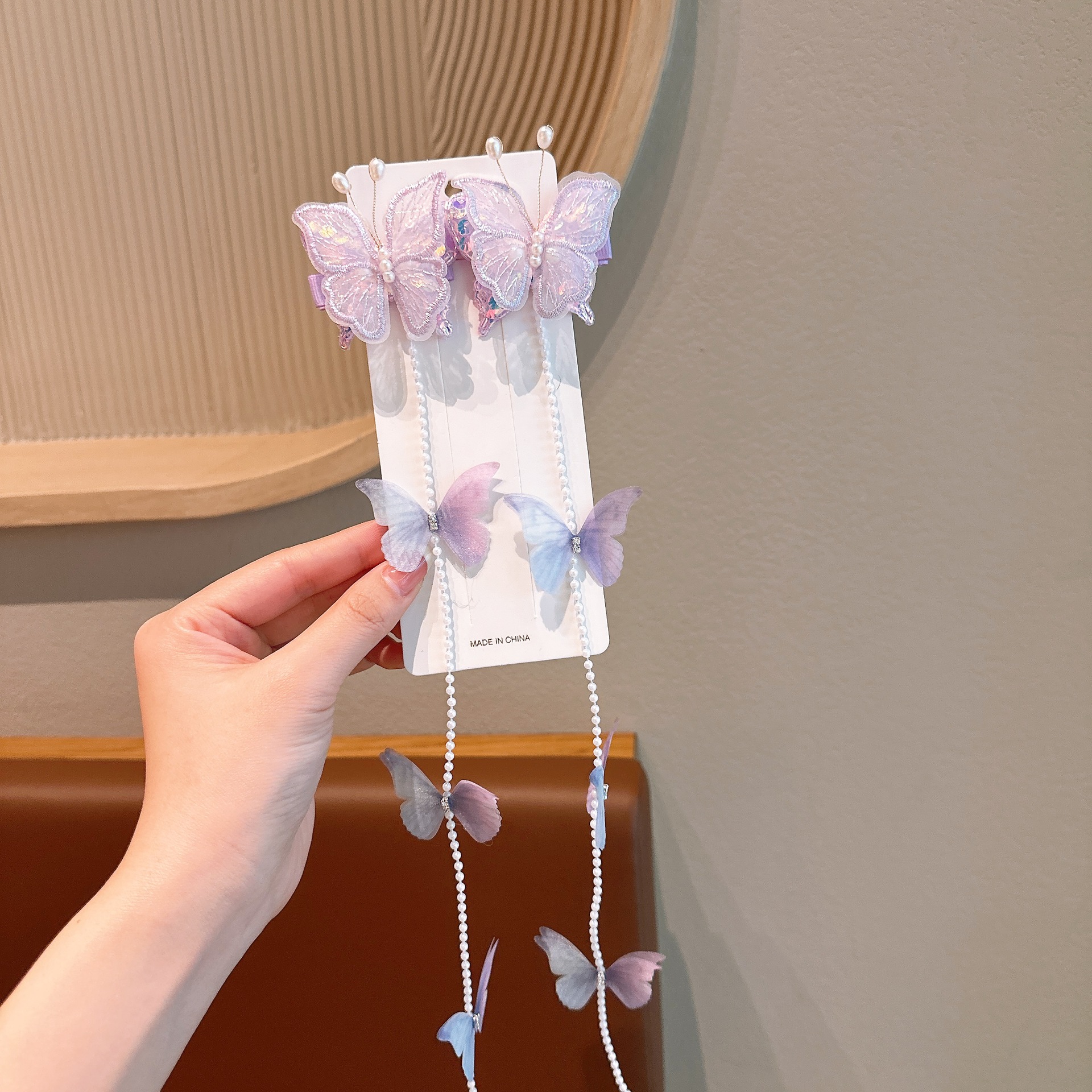 Niños perlas mariposa trenzado cadena de cabello niñas dulces bordes trenzado cabello de cabello niñas tarjeta de cabello princesa tocado