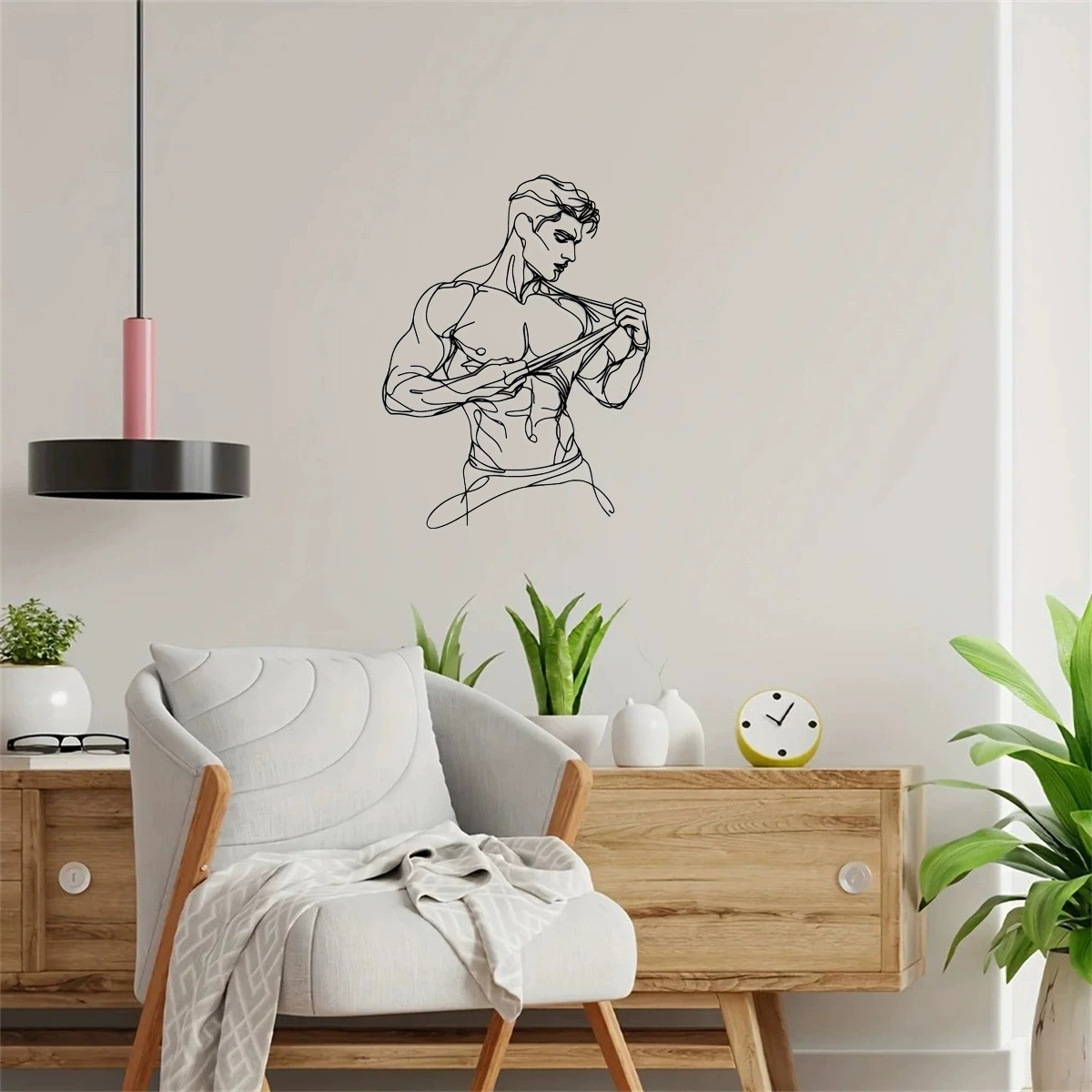 Популярная трансграничная металлическая сексуальная мужская линия, железная резка, декоративная настенная роспись, силуэт