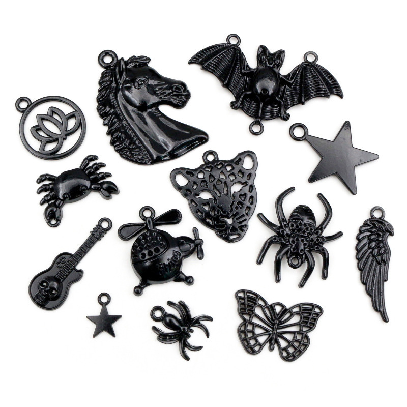 Alloy Black Bat Spider Butterfly Star DIY Jewelry Accessories Handmade Necklace Bracelet Pendant Jewelry Accessories