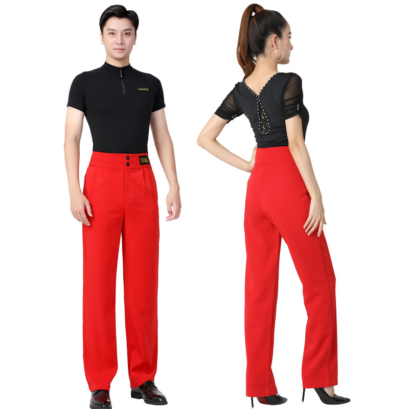 New Latin Dance Pants for Men, Straight Leg Practice Pants for Children, Social Dance Clothes for Men and Women, Square Dance Clothing for Modern Women