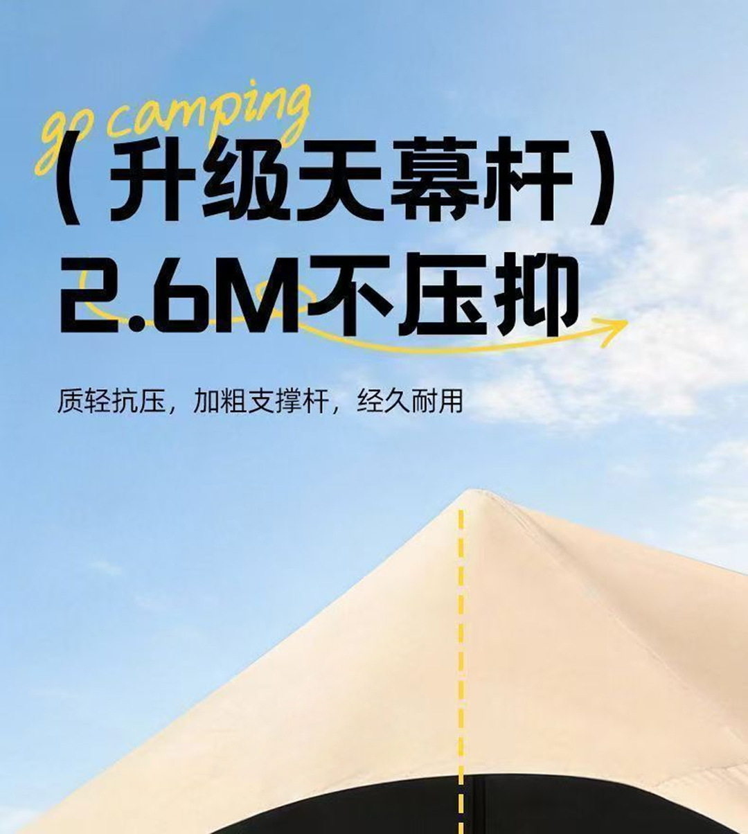 Wholesale in-stock outdoor canopy tent for camping, sun-proof and rain-proof, with black-coated fabric, no need for wind ropes, quick setup, extra-large camping sunshade