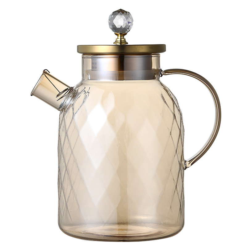 Tetera de vidrio de borosilicato de gran capacidad, ámbar, para agua fría o té