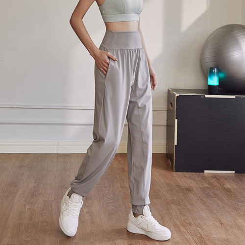 Summer new loose-fit yoga pants for outdoor wear—trendy, internet-famous, high-waisted, slimming, sporty design, ultra-thin, quick-drying workout leggings for fitness.