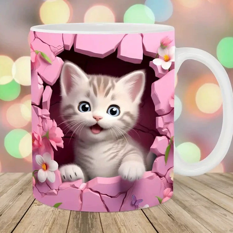 Граница внешняя торговля 3D самолет цветной кот Кат Котенок швейная машинка керамическая кофейная