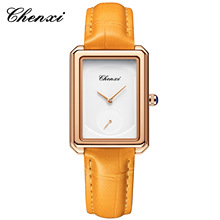 方形手表女士真皮皮带女表薄防水腕表时尚简约三针小方时尚石英表