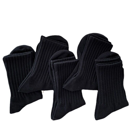 Zhuji socks men's mid-calf solid color autumn and winter stockings versatile ins trendy sports American high-waisted stockings