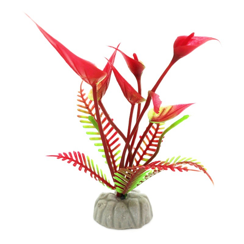 Acuario simulación plantas acuáticas pecera paisaje decoración planta plástico flor falsa hierba corta psicológica bandeja de arena orugas hojas