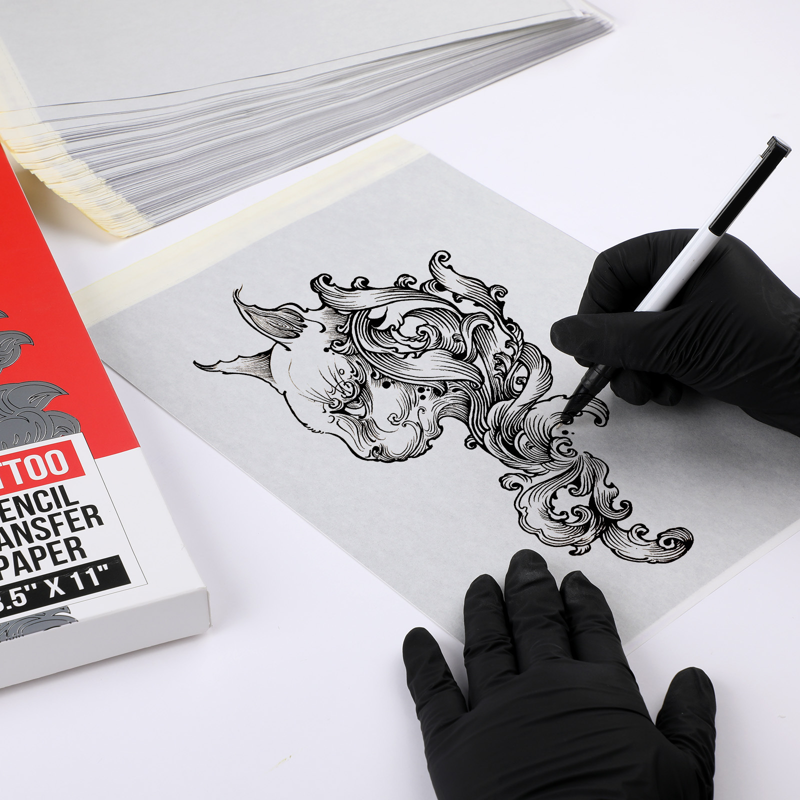 Papel de transferencia de tatuaje de bordado de dragón cuatro copos papel de copia A4 papel de transferencia térmica de alta definición impresora de tatuajes papel de transferencia de dibujo a mano