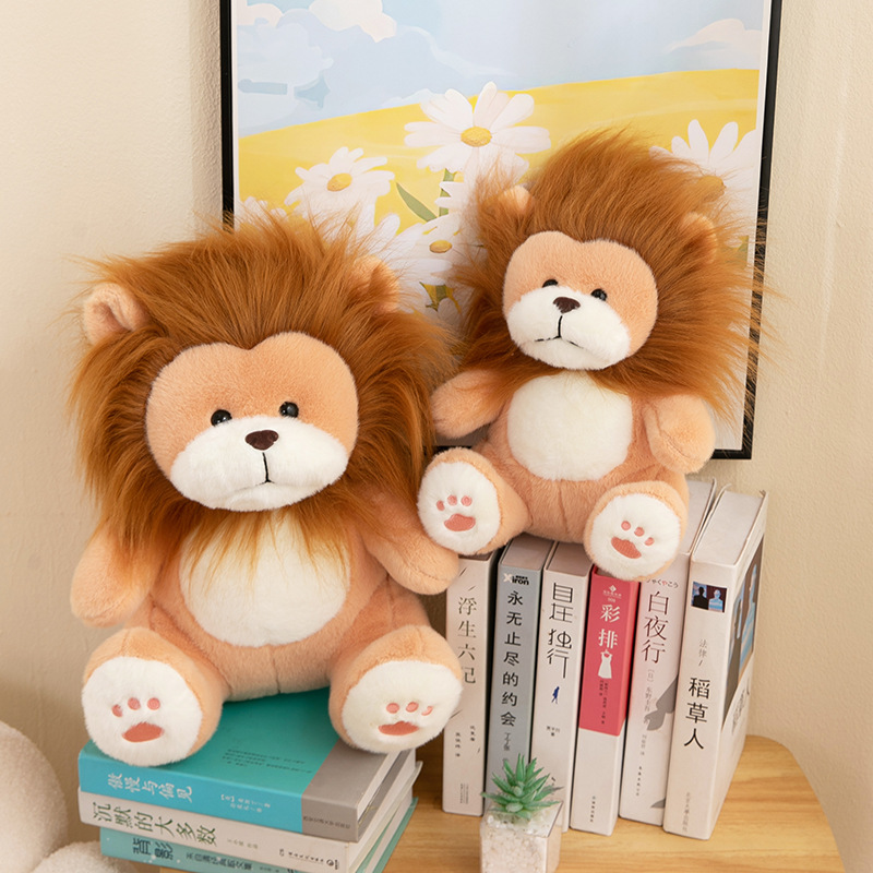Linda muñeca de león de simulación, peluche de león pequeño, muñeca de trapo, almohada para niños, regalo de cumpleaños para niños