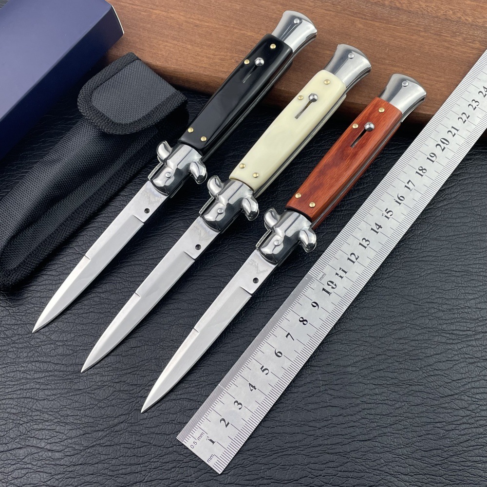 黑手党便携折叠刀户外防身随身高硬度野营战术求生折刀配尼龙套