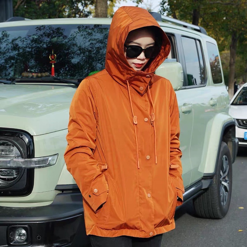 3996 French Outdoor Casual Waterproof Hooded Coat Women's Spring and Summer Short Jacket Coat