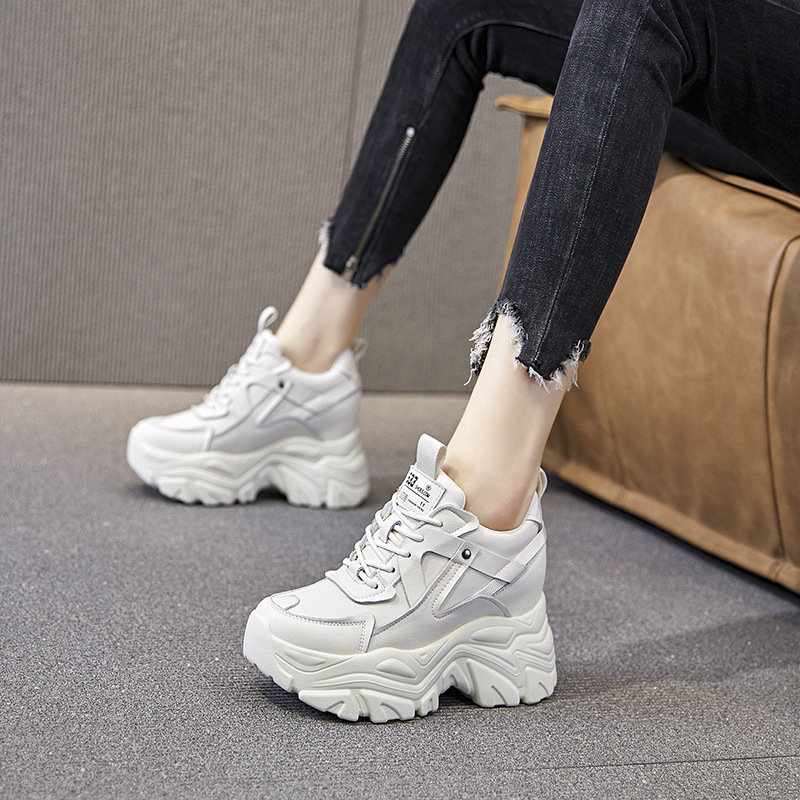 Inner Height Women's Shoes 8cm2021 New Arrival Autumn and Winter All-match Torre Shoes Thick Sole Internet Popular Ins Sports Casual Shoes